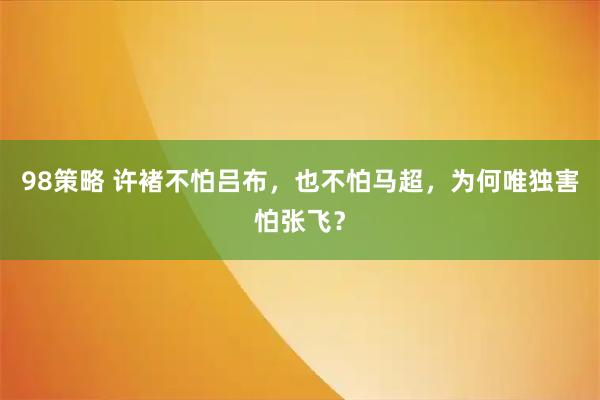 98策略 许褚不怕吕布，也不怕马超，为何唯独害怕张飞？